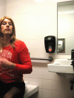 Sissy Desperatetranny in Public Bathroom